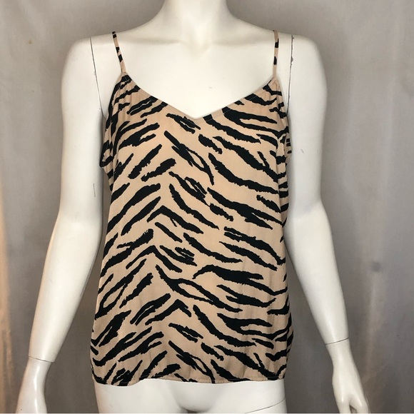 Woman’s zebra print golden  beige and black tank top size large - Picture 10 of 12